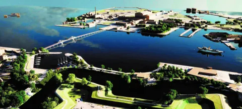 Visualisering af cykelbro til Refshaleøen