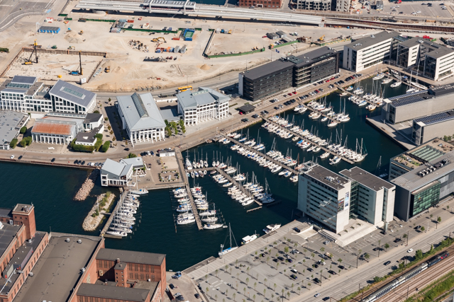 Luftfoto af Kalkbrænderihavnen København