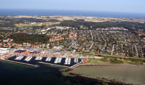 Luftfoto af Ebeltoft Skudehavn