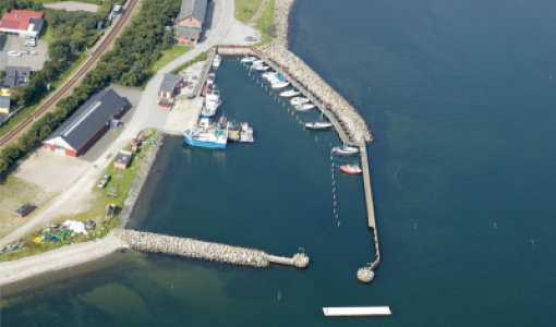 Luftfoto af Oddesund Nord Lystbåde- og Fiskerihavn