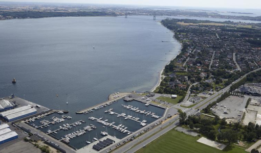 Luftfoto af Fredericia Lystbådehavn
