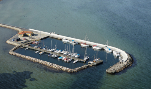 Luftfoto af Bregnør Fiskerihavn