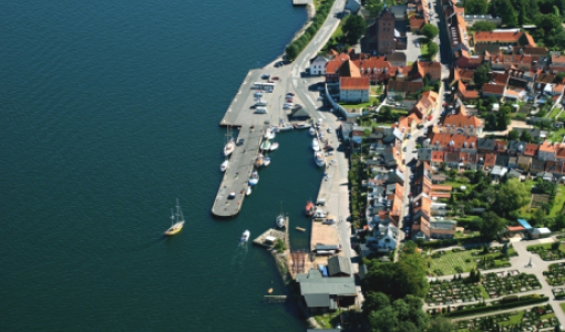 Luftfoto af Middelfart Gamle Havn
