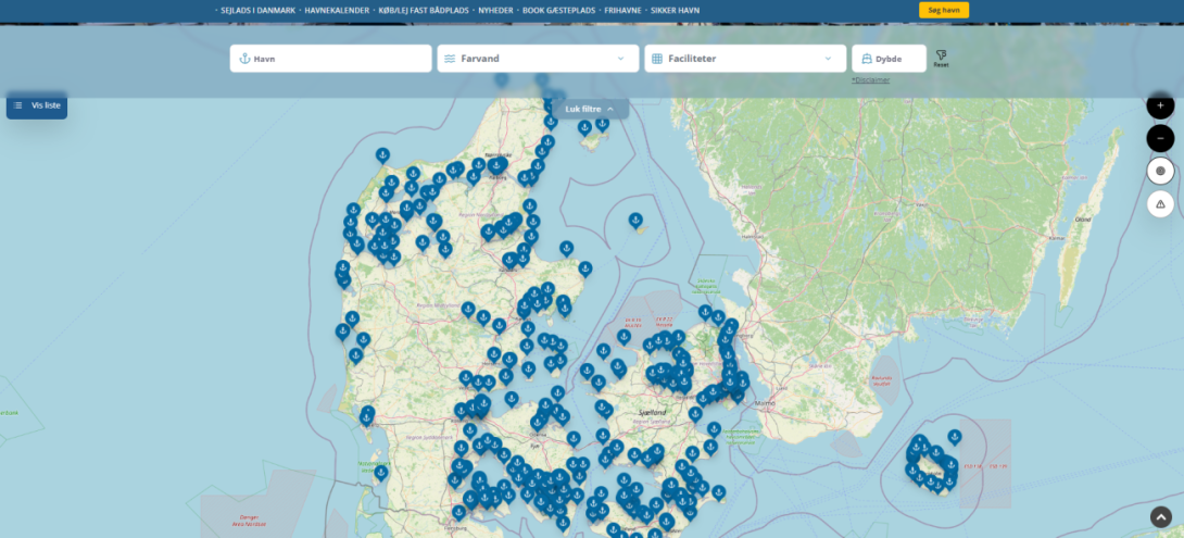 Nyt havneguide.dk kort